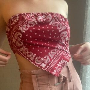 Bandana red crop top elastic